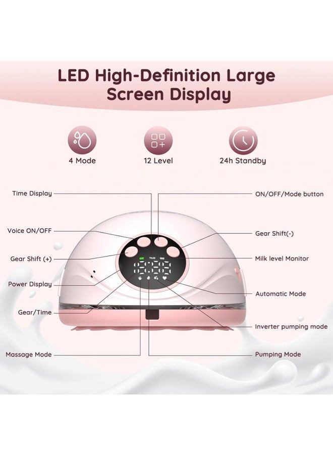 خذها مضخة حليب بدون استخدام اليدين - مضخة حليب قابلة للارتداء بـ 4 أوضاع و12 مستوى، مضخة حليب محمولة للعمل والسفر والليل مع شفة مانعة للتسرب، مثالية لشفط الحليب، باللون الأبيض - Image 3